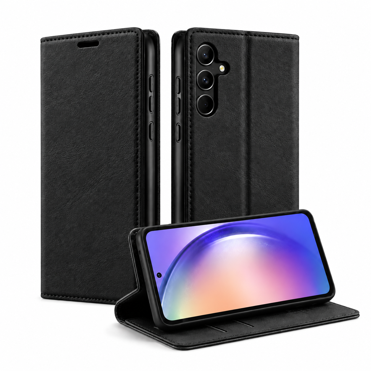 S23 FE BLACK LEATHER EFFECT FLIP CASE